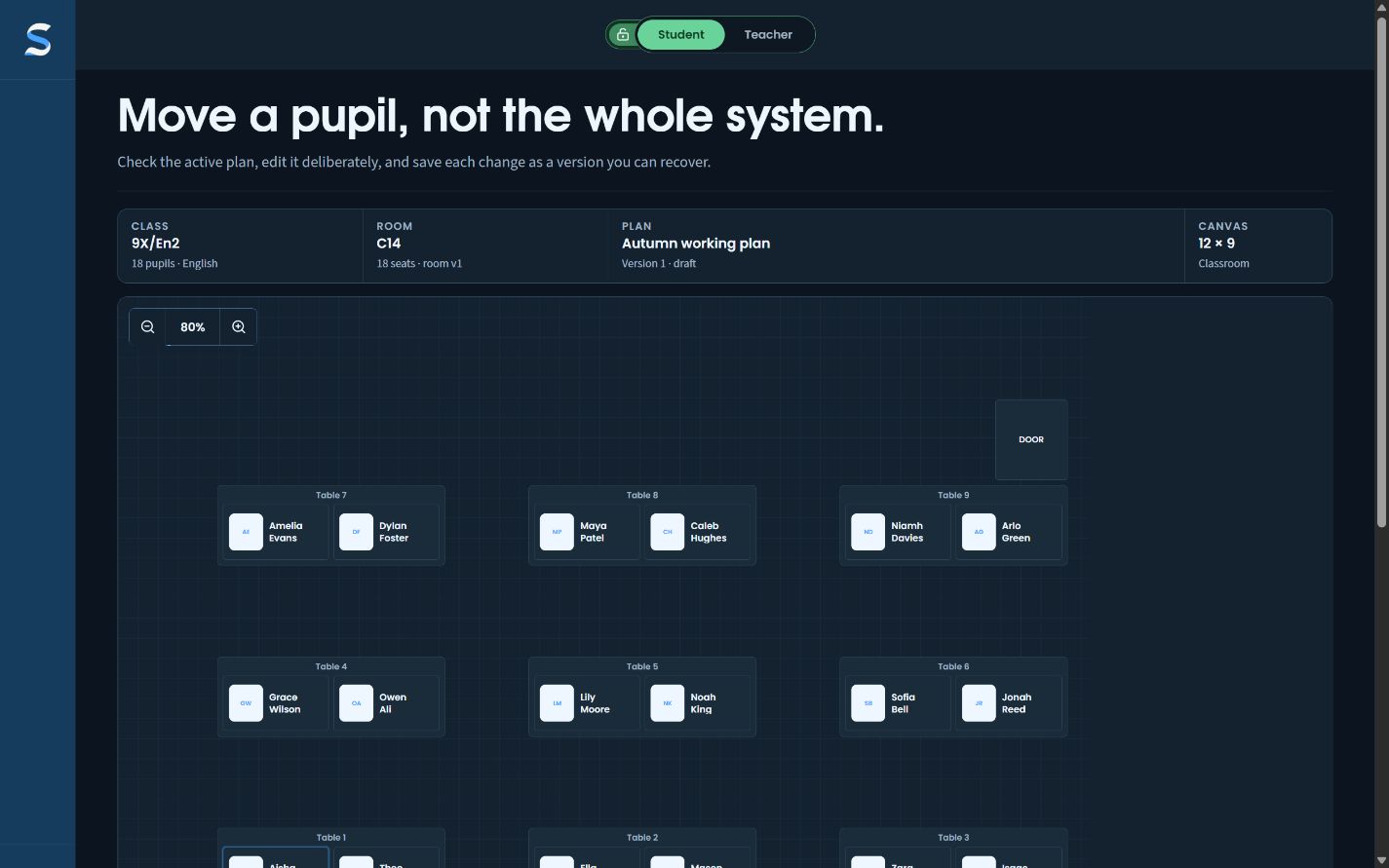 A wide names-only student view of the pre-populated paired classroom.